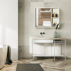 Armoire de toilette avec miroir 31,5 x 25,5, étagère de rangement, blanche