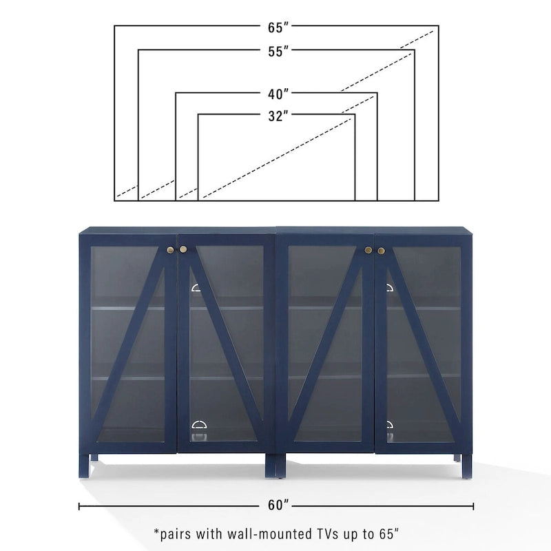 Ensemble de 2 meubles de rangement multimédia Crosley Cassai
