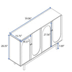 Armoire de rangement à 4 portes Intaglio élégante et fonctionnelle avec pieds en pin, poignées en bois massif et MDF