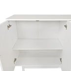 Armoire de rangement à 4 portes Intaglio élégante et fonctionnelle avec pieds en pin, poignées en bois massif et MDF