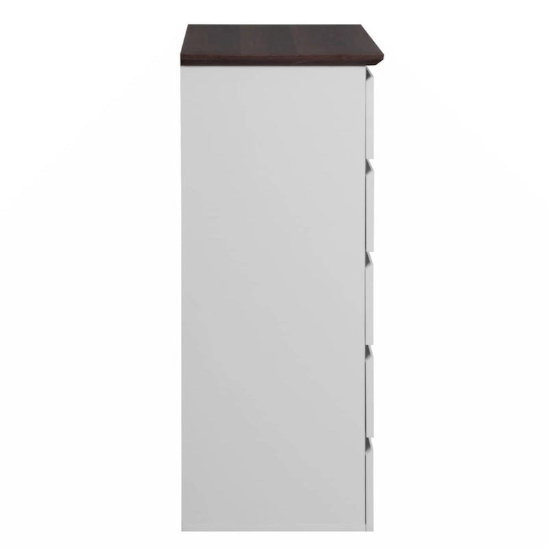 Commode 5 tiroirs avec plateau couleur bois, petite commode pour chambre d'enfant, salon