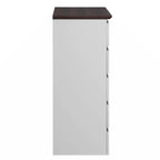 Commode 5 tiroirs avec plateau couleur bois, petite commode pour chambre d'enfant, salon