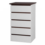 Commode 5 tiroirs avec plateau couleur bois, petite commode pour chambre d'enfant, salon
