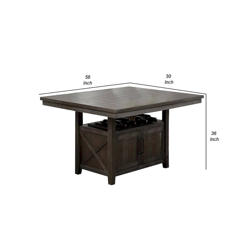 Table de comptoir en bois avec armoire et rallonge papillon, grise