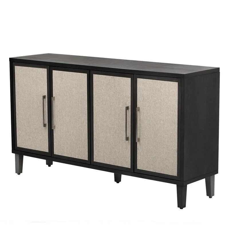 Meuble de style "Luxe Léger" avec quatre portes en lin, convient pour le salon, le bureau, l'entrée.