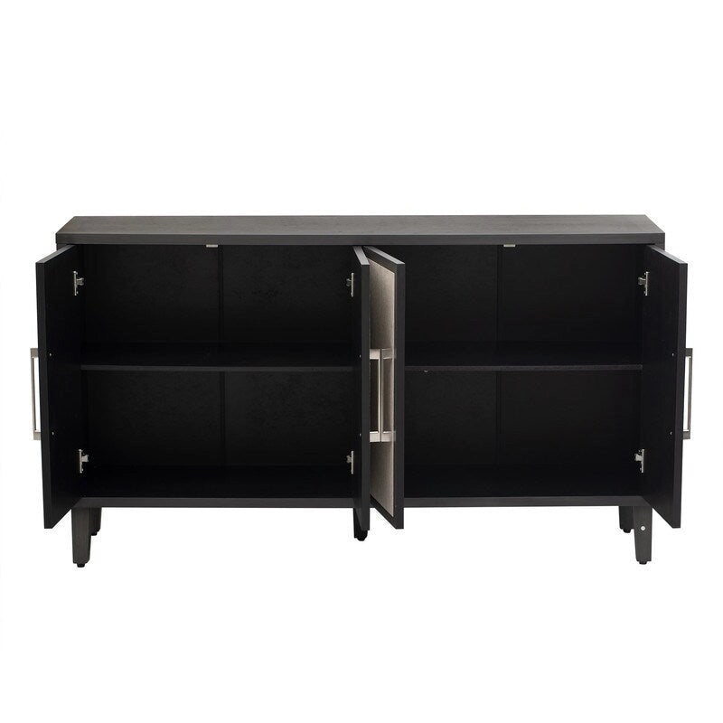 Meuble de style "Luxe Léger" avec quatre portes en lin, convient pour le salon, le bureau, l'entrée.