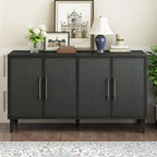 Meuble de style "Luxe Léger" avec quatre portes en lin, convient pour le salon, le bureau, l'entrée.