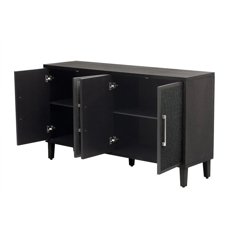 Meuble de style "Luxe Léger" avec quatre portes en lin, convient pour le salon, le bureau, l'entrée.
