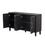 Meuble de style "Luxe Léger" avec quatre portes en lin, convient pour le salon, le bureau, l'entrée.