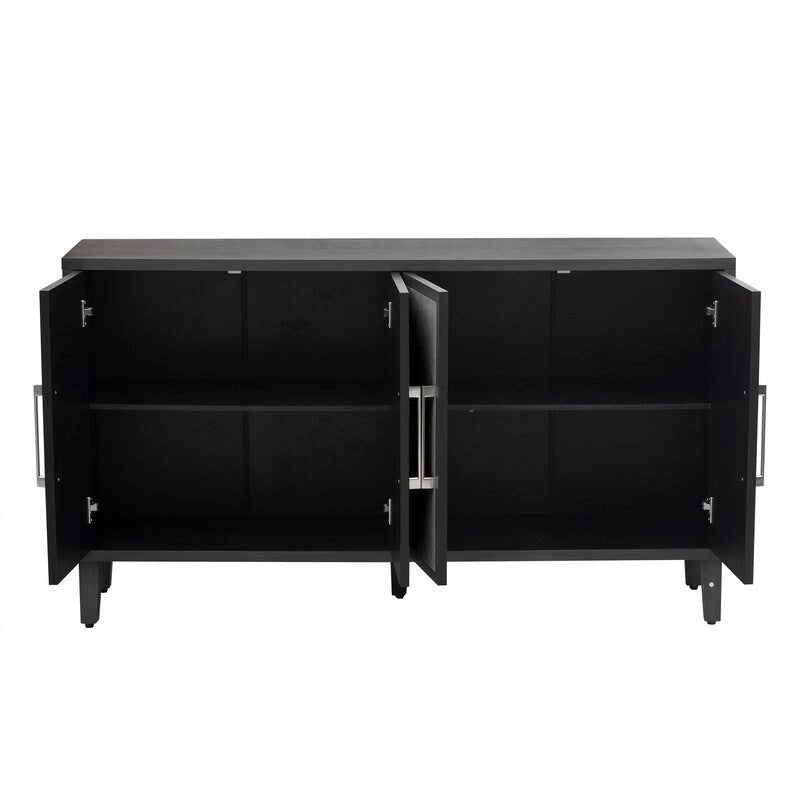 Meuble de style "Luxe Léger" avec quatre portes en lin, convient pour le salon, le bureau, l'entrée.