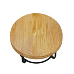 Table basse ronde moderne en bois sculpté avec pieds en métal