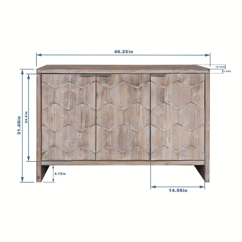 Meuble d'appoint style ferme, buffet en bois à 3 portes