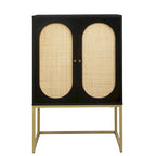 Armoire haute 2 portes, Rotin naturel Armoire haute 2 portes, Étagère intégrée réglable, Armoire autoportante
