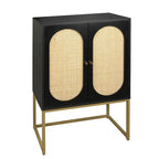 Armoire haute 2 portes, Rotin naturel Armoire haute 2 portes, Étagère intégrée réglable, Armoire autoportante