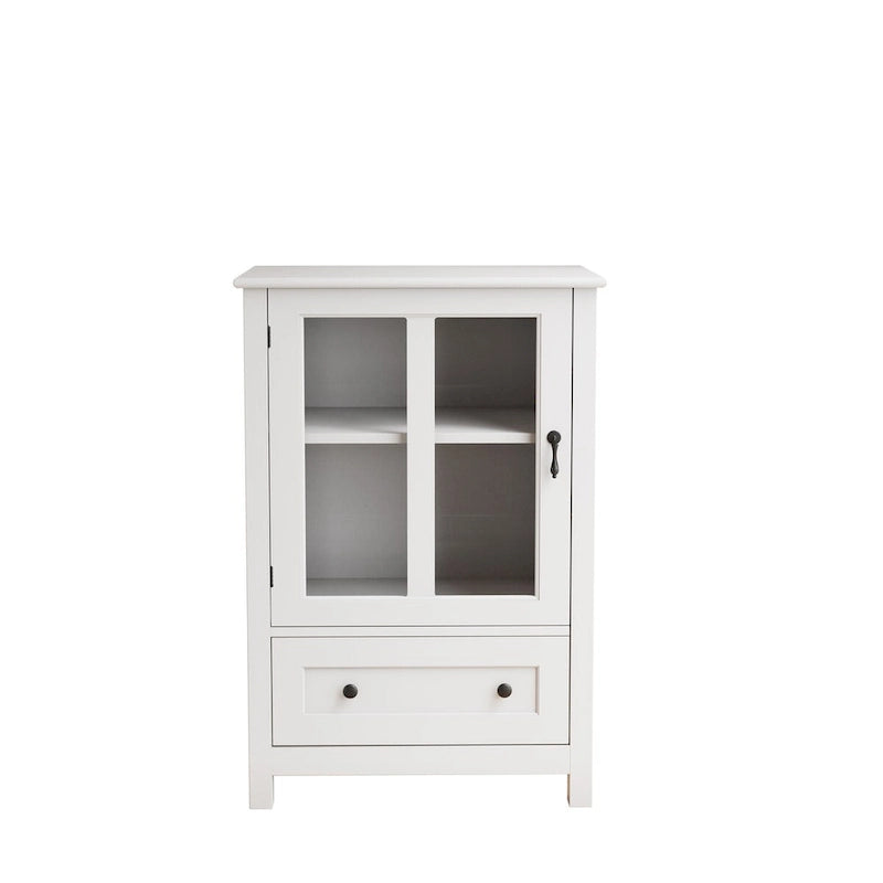 Bahut de rangement avec portes vitrées simples et poignée cloche unique