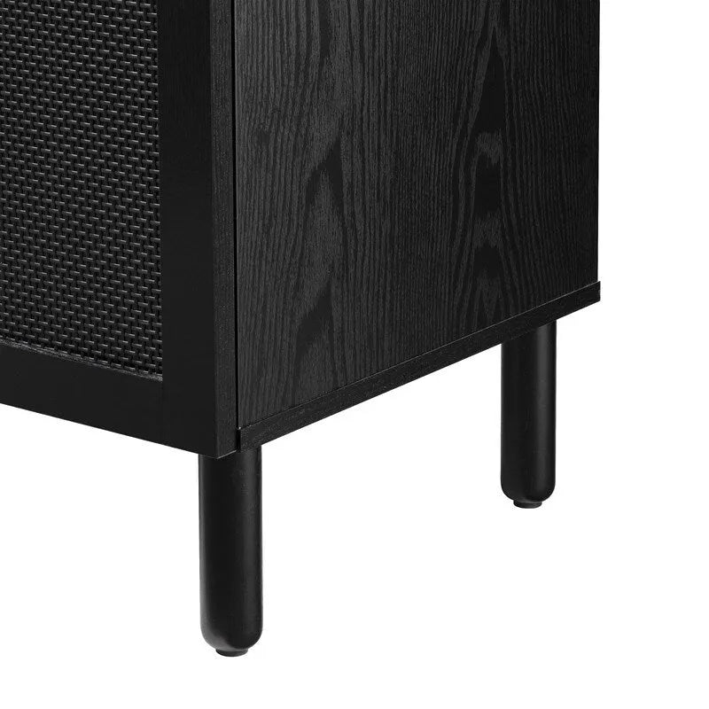 Meuble bas Orre noir à 2 portes avec cannage noir