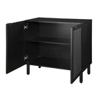 Meuble bas Orre noir à 2 portes avec cannage noir