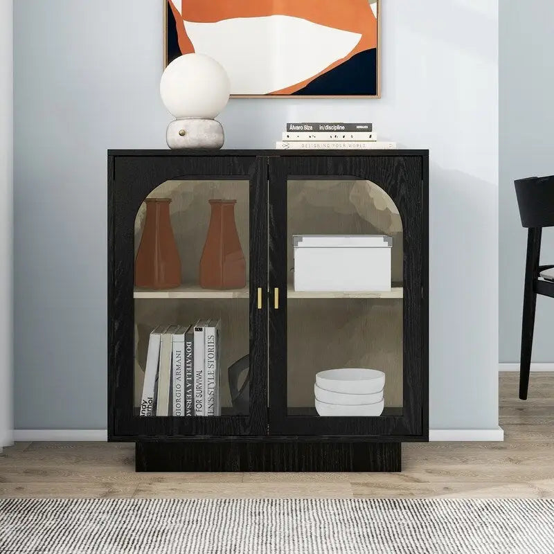 2 meubles de rangement avec portes vitrées pour le salon, la salle à manger, le bureau