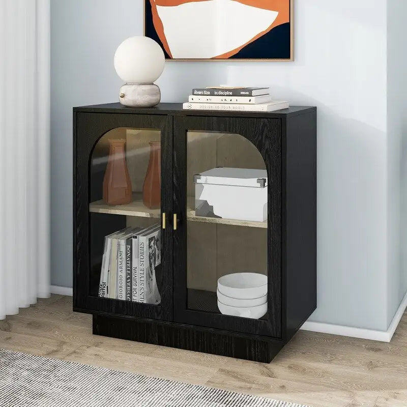 2 meubles de rangement avec portes vitrées pour le salon, la salle à manger, le bureau