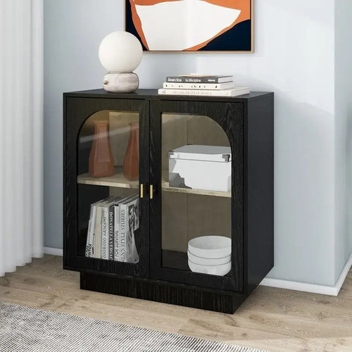 2 meubles de rangement avec portes vitrées pour le salon, la salle à manger, le bureau
