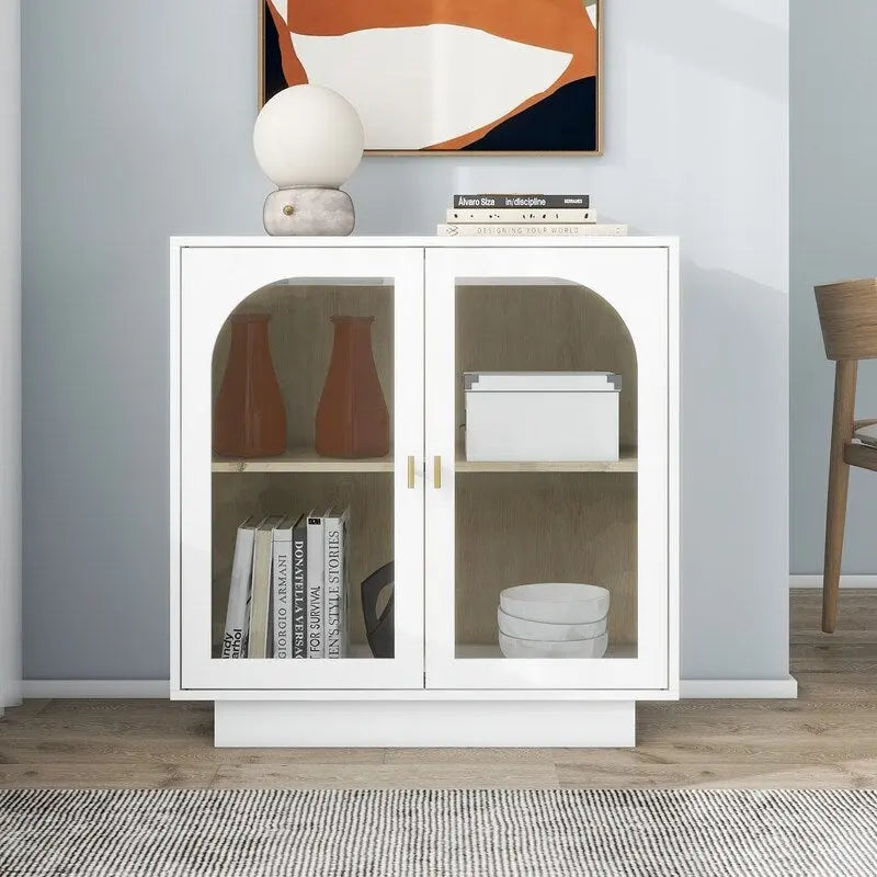 2 meubles de rangement avec portes vitrées pour le salon, la salle à manger, le bureau
