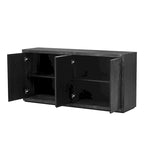 Caractéristiques distinctives d'un buffet à quatre portes avec placage de frêne, idéal pour le couloir, l'entrée ou le salon.