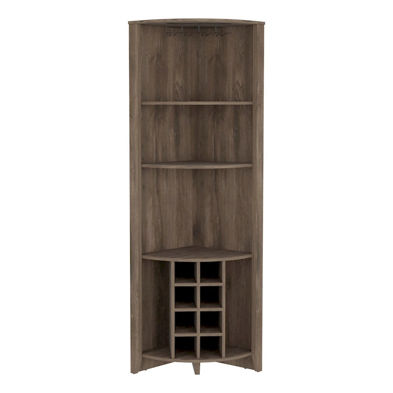 Meuble d'angle de bar pour cuisine, salle à manger, salon, marron foncé