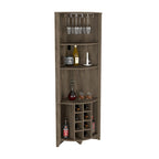 Meuble d'angle de bar pour cuisine, salle à manger, salon, marron foncé