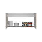 Meuble Haut Toran, Deux Étagères, Double Porte, Finition Blanc / Gris Clair, Haute qualité et durable