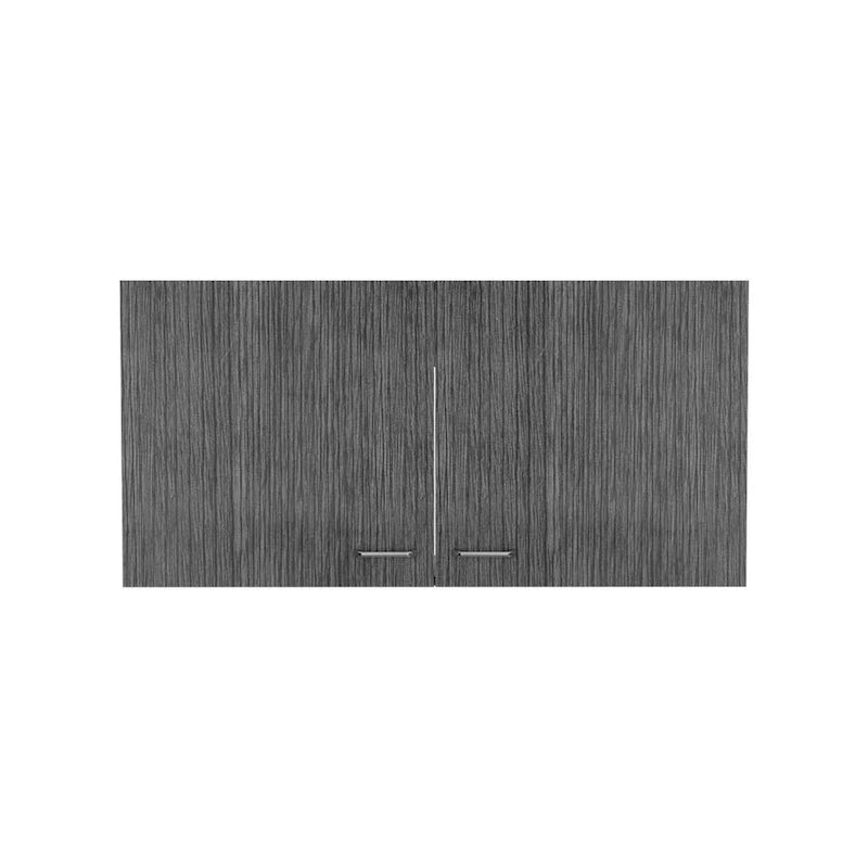 Meuble Haut Toran, Deux Étagères, Double Porte, Finition Blanc / Gris Clair, Haute qualité et durable