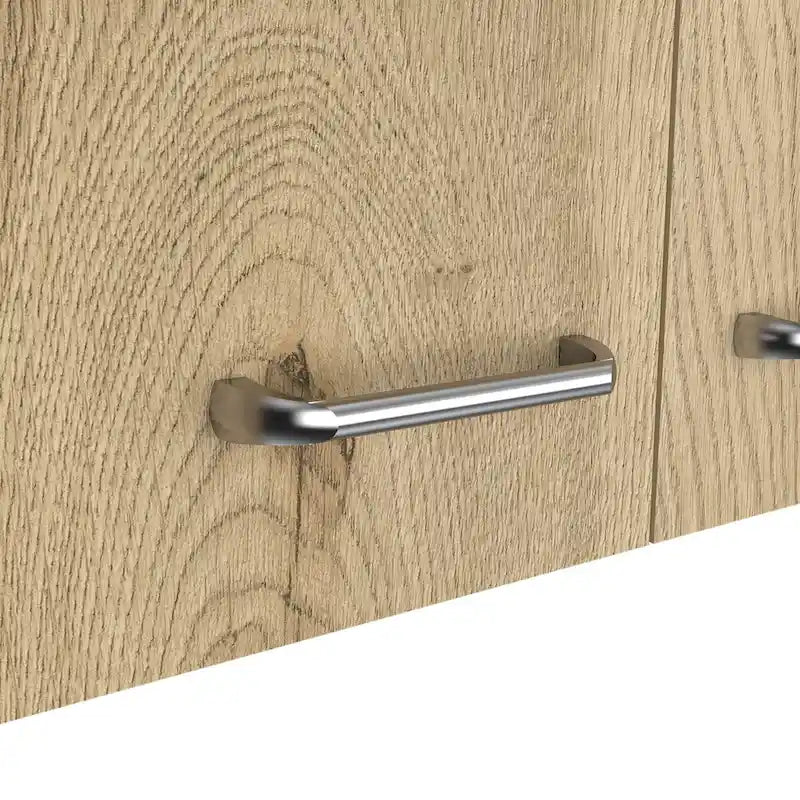 Meuble Haut Toran, Deux Étagères, Double Porte, Finition Blanc / Gris Clair, Haute qualité et durable