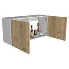 Meuble Haut Toran, Deux Étagères, Double Porte, Finition Blanc / Gris Clair, Haute qualité et durable