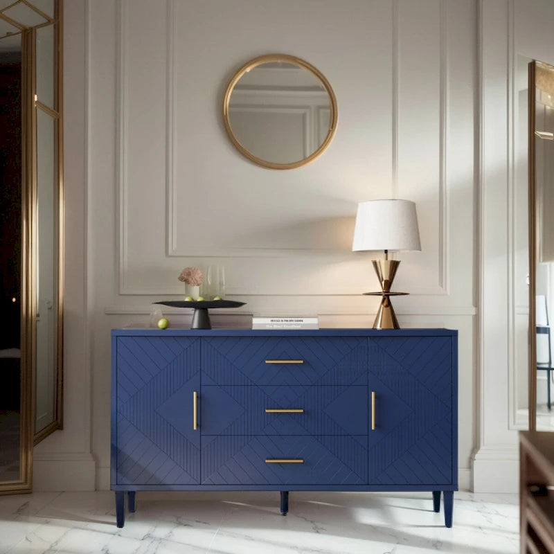Meuble bas 2 portes 3 tiroirs avec effet sculpté