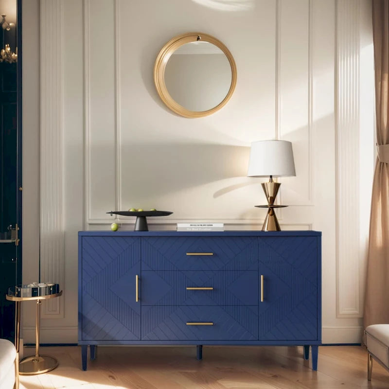 Meuble bas 2 portes 3 tiroirs avec effet sculpté