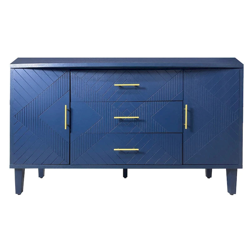 Meuble bas 2 portes 3 tiroirs avec effet sculpté