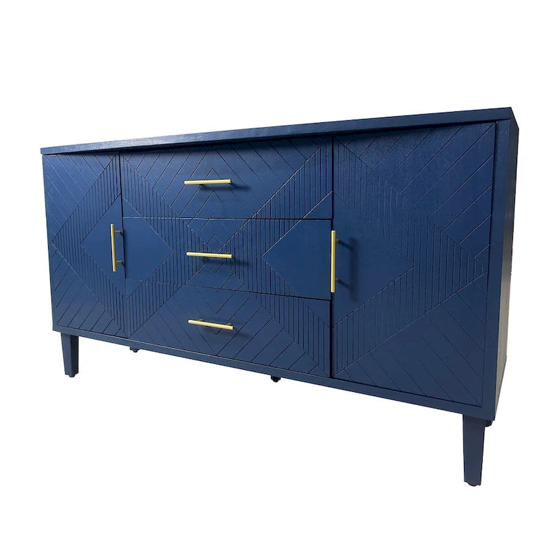Meuble bas 2 portes 3 tiroirs avec effet sculpté