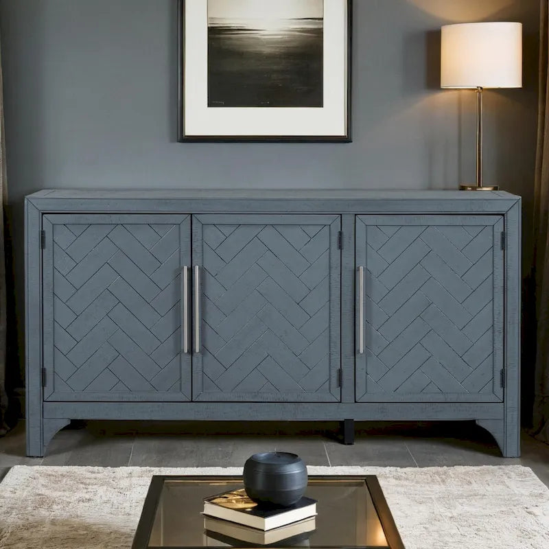 Buffet de rangement avec placage MDF+pin, étagères réglables, convient pour les salons, les entrées et les bureaux