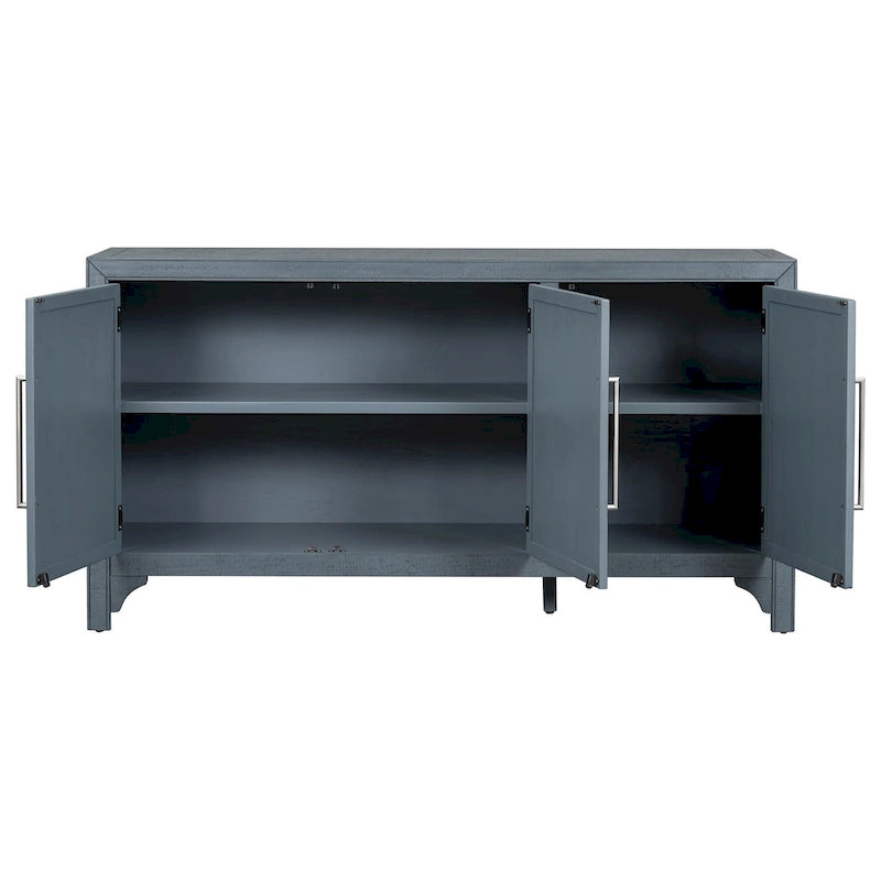Buffet de rangement avec placage MDF+pin, étagères réglables, convient pour les salons, les entrées et les bureaux