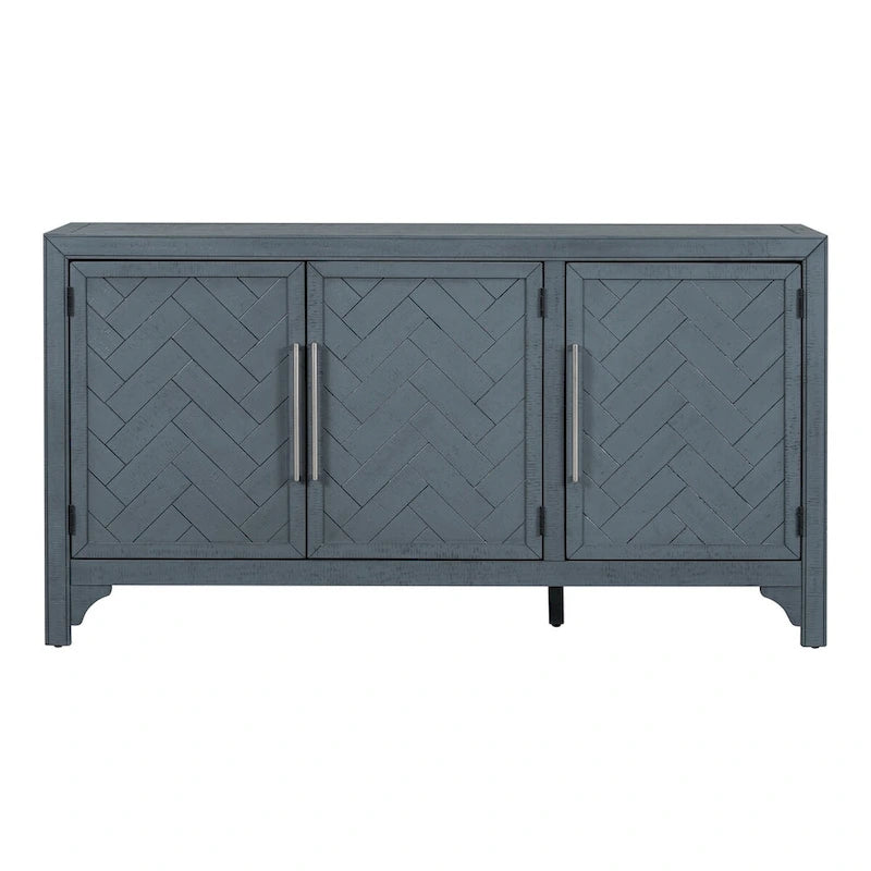 Buffet de rangement avec placage MDF+pin, étagères réglables, convient pour les salons, les entrées et les bureaux