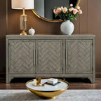 Buffet de rangement avec placage MDF+pin, étagères réglables, convient pour les salons, les entrées et les bureaux