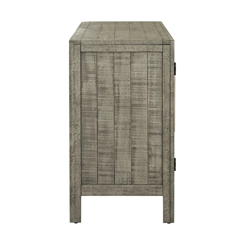Buffet de rangement avec placage MDF+pin, étagères réglables, convient pour les salons, les entrées et les bureaux
