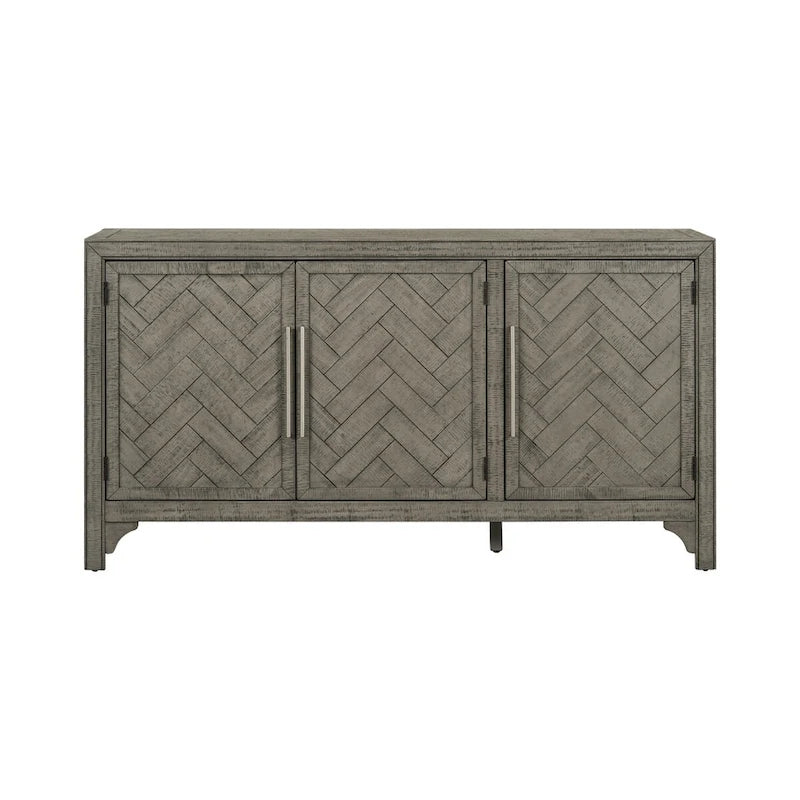 Buffet de rangement avec placage MDF+pin, étagères réglables, convient pour les salons, les entrées et les bureaux