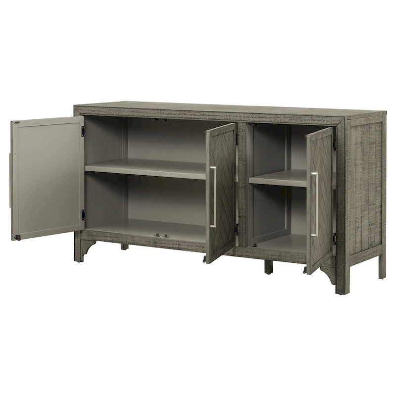 Buffet de rangement avec placage MDF+pin, étagères réglables, convient pour les salons, les entrées et les bureaux