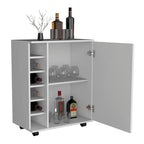 Dessertes de bar Wick avec rangement à vin intégré, armoire spacieuse et roulettes souples