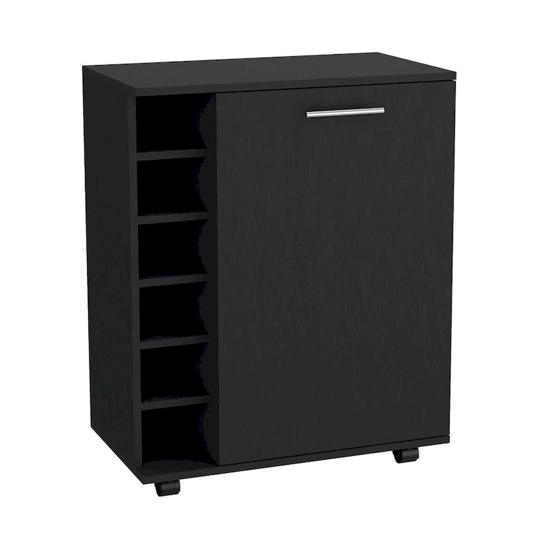 Dessertes de bar Wick avec rangement à vin intégré, armoire spacieuse et roulettes souples