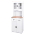 Kitchen Cabinet ,Storage Microwave Cabinet with Framed Glass Doors