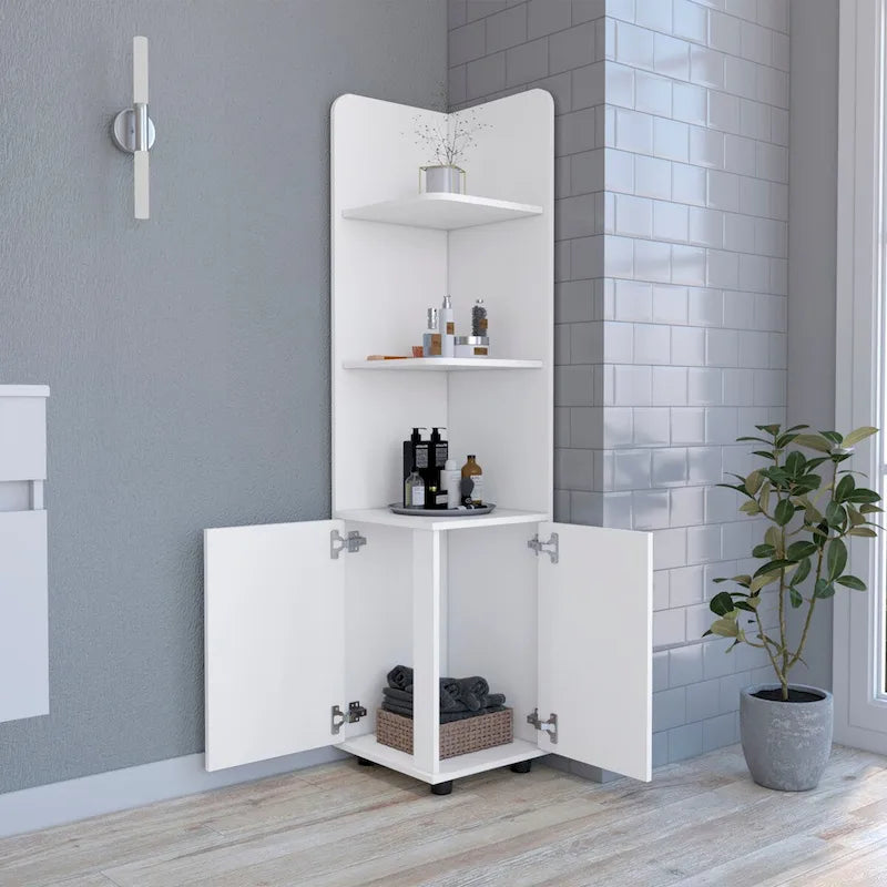 Meuble colonne Kairatu, un tiroir, finition blanche, haute qualité et durable