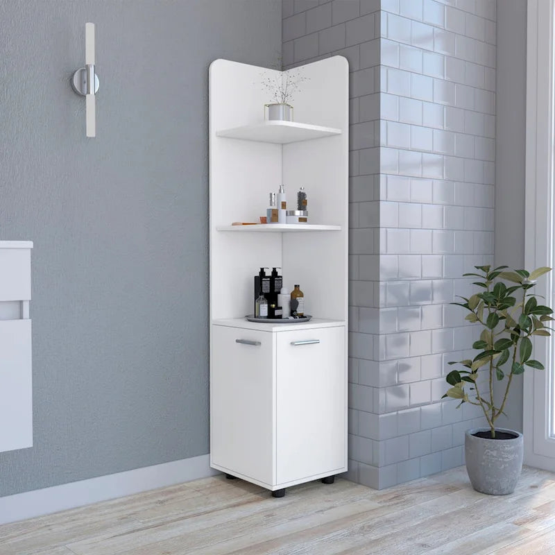 Meuble colonne Kairatu, un tiroir, finition blanche, haute qualité et durable