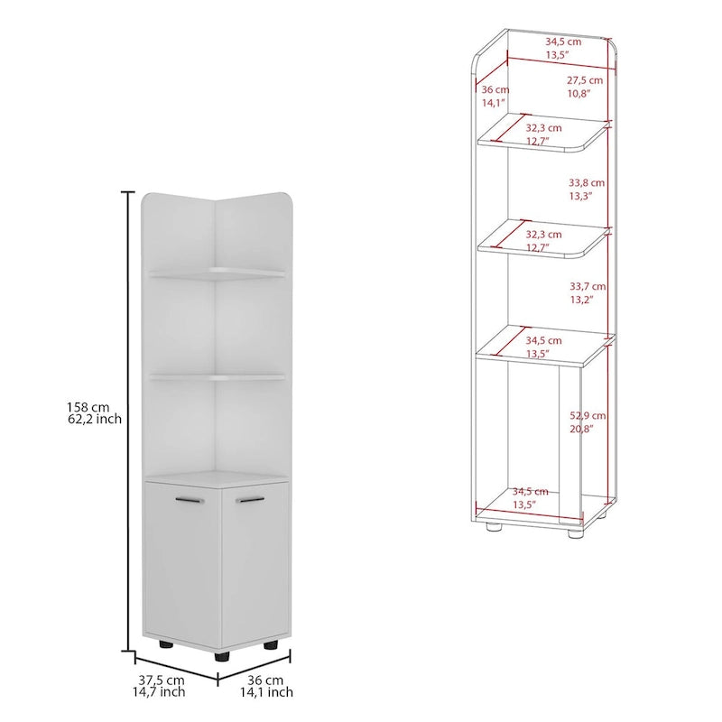 Meuble colonne Kairatu, un tiroir, finition blanche, haute qualité et durable