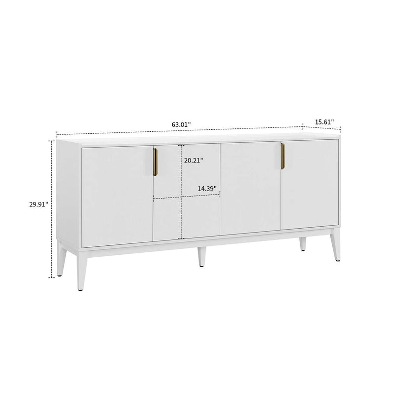 Buffet classique en bois avec pieds en hévéa massif